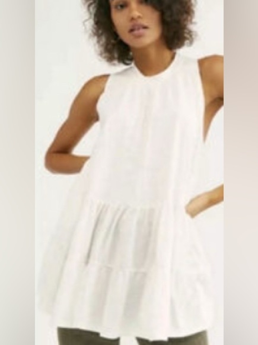 Free People Off-White Tiered Sleeveless Tie Back Tunic /Mini Dress Size S